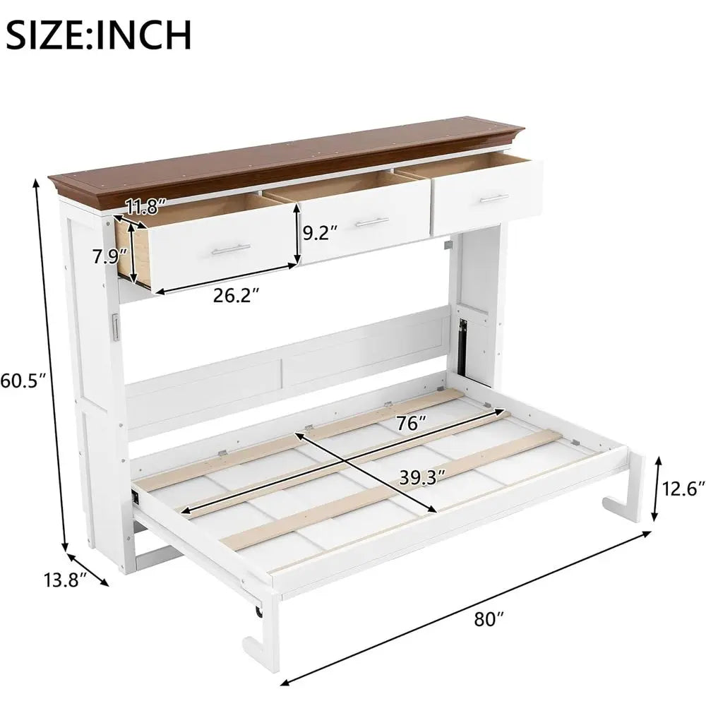 Murphy Bed Cabinet With Storage For Home Office Space Saving