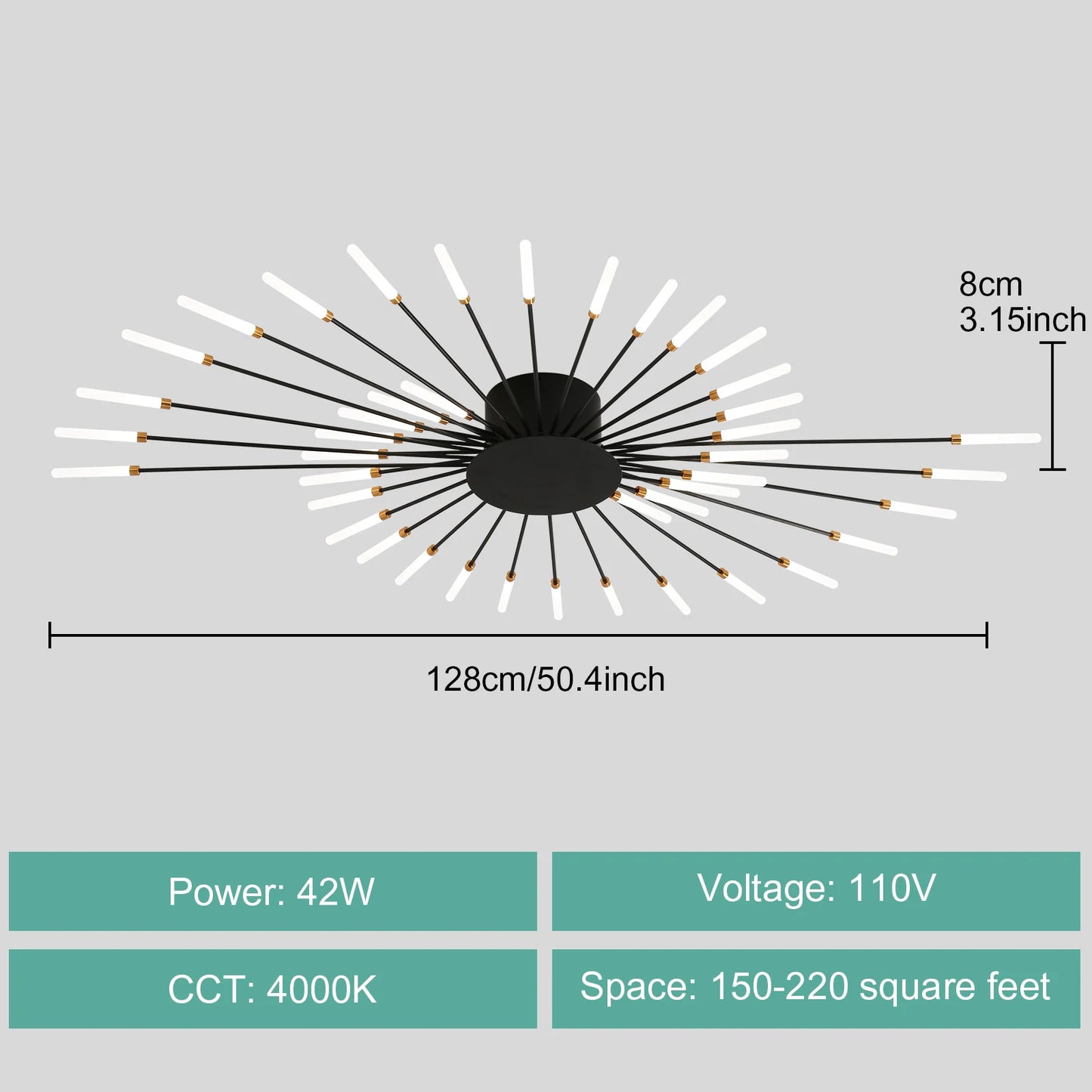 Modern LED Ceiling Light Fixture in Gold and Black for Home Decoration