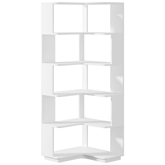 Tribesigns 6 Tier Corner Bookshelf Industrial Wood Corner Shelf