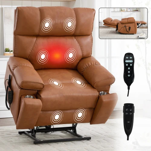 Dual Motor Power Lift Recliner Featuring Integrated Heat Massage