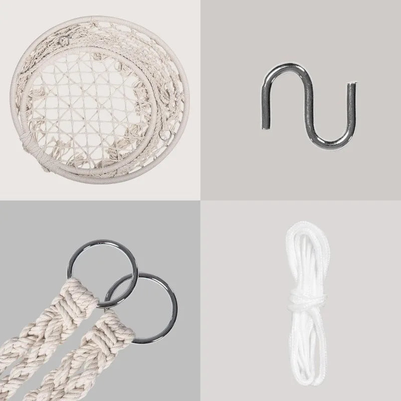 High-concerned Outdoor Hammock-Swing Chair With Pocket Macrame-Cotton Rope-Dyed Deluxe