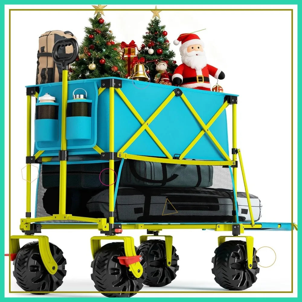 Folding Beach Wagon With Brakes 450 Lbs Heavy Duty