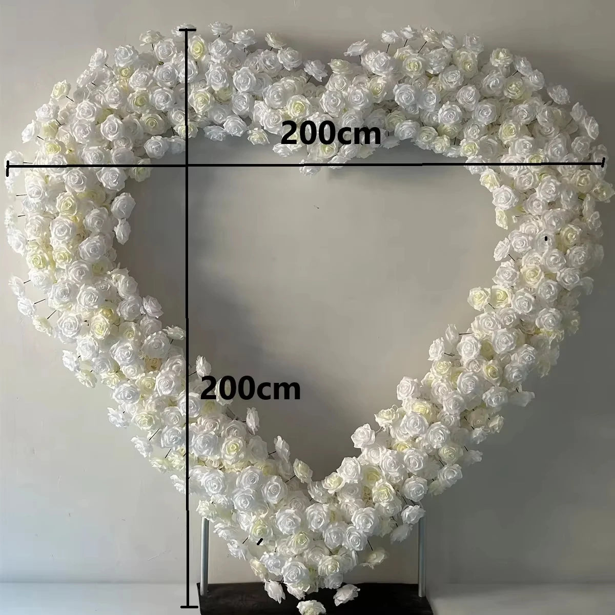 2X2M Heart Wedding Arch With 5D Simulation Roses