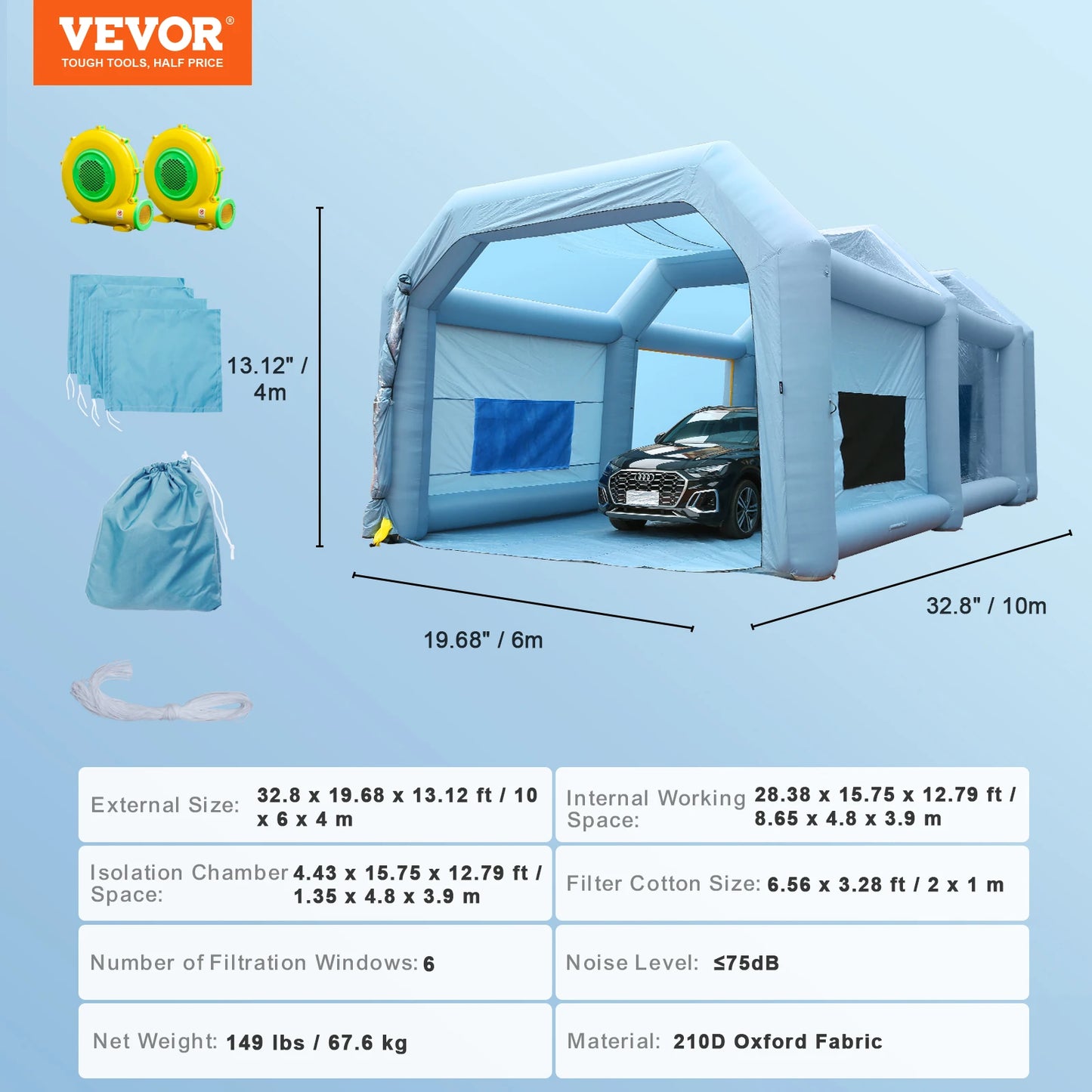 SucceBuy Portable Inflatable Paint Booth with Blowers and Air Filter System