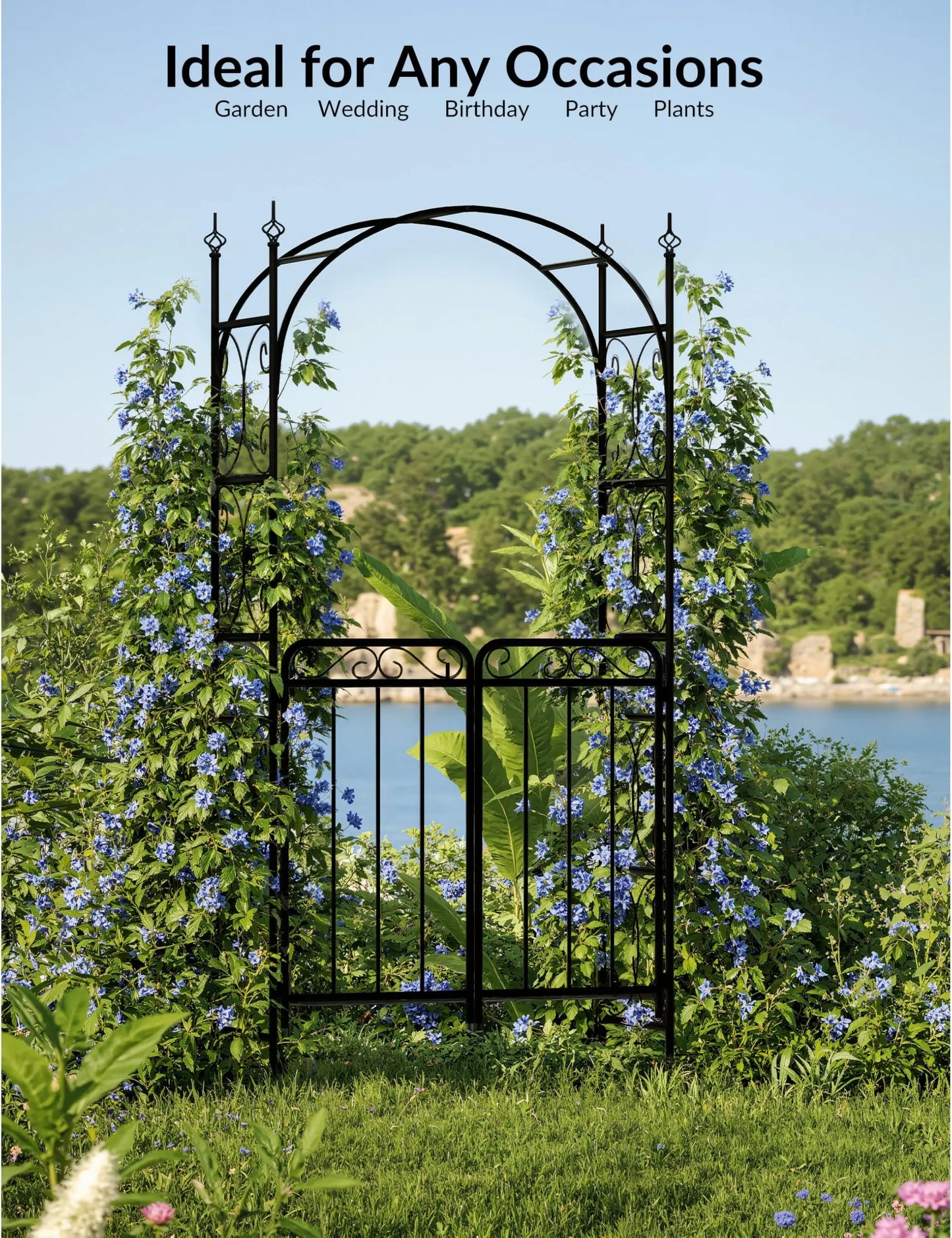 HiMISS Garden Arch With Double Gates Wedding Arbor