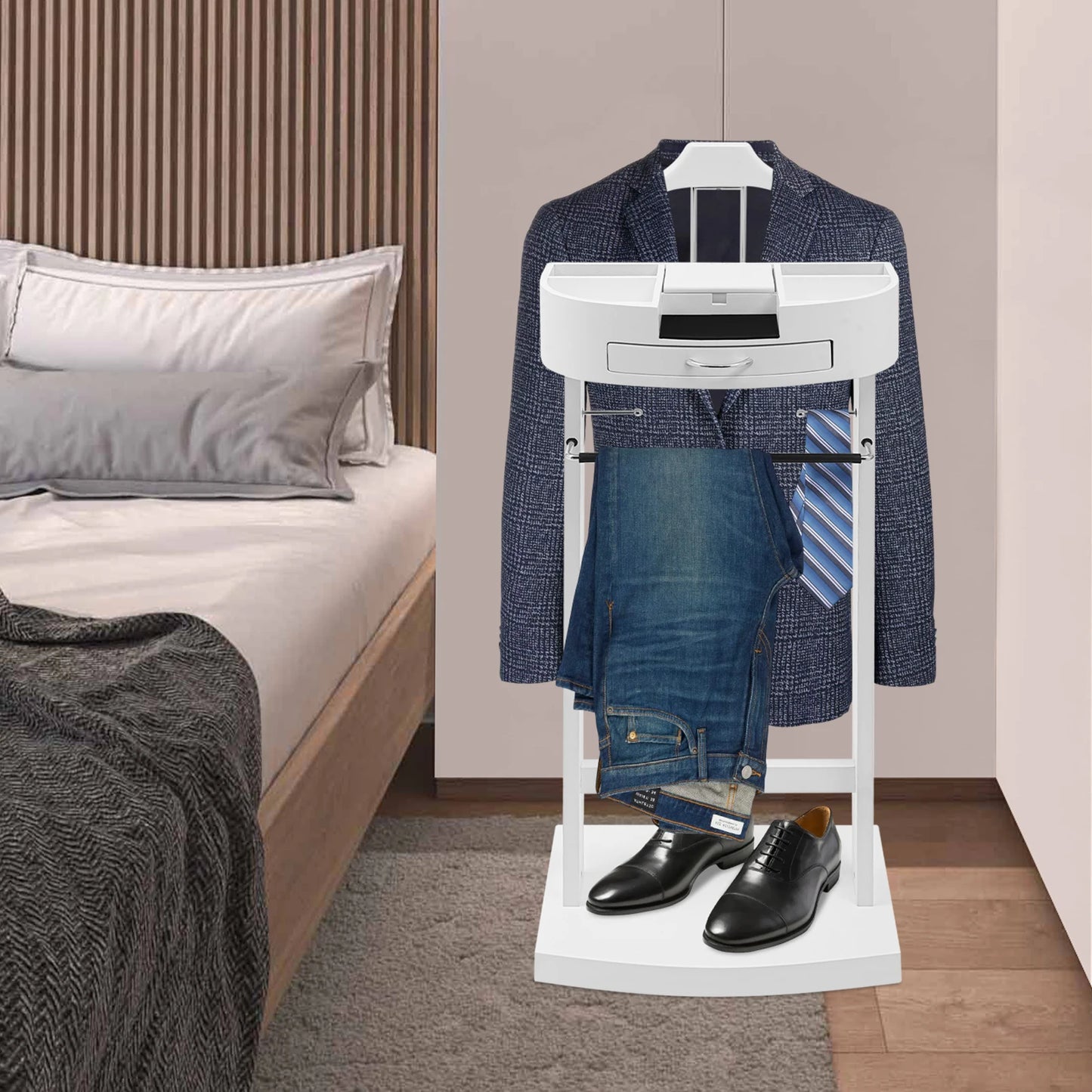 Hanging Clothes Stand Coat Rack Wood Velvet Finish Durable