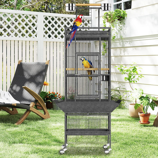 HiMISS Bird Cage With Rolling Stand And Storage Shelf