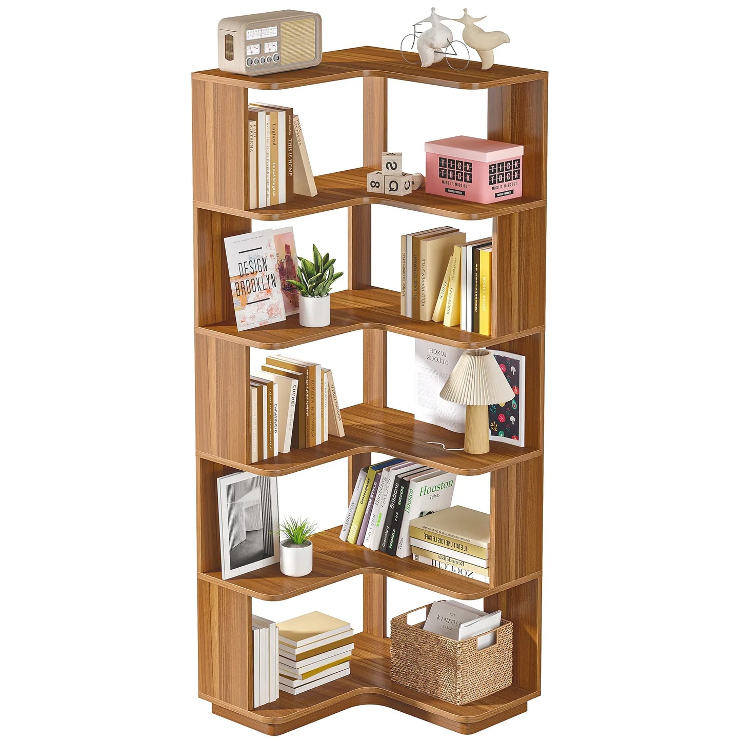 Tribesigns 6 Tier Corner Bookshelf Industrial Bookcase