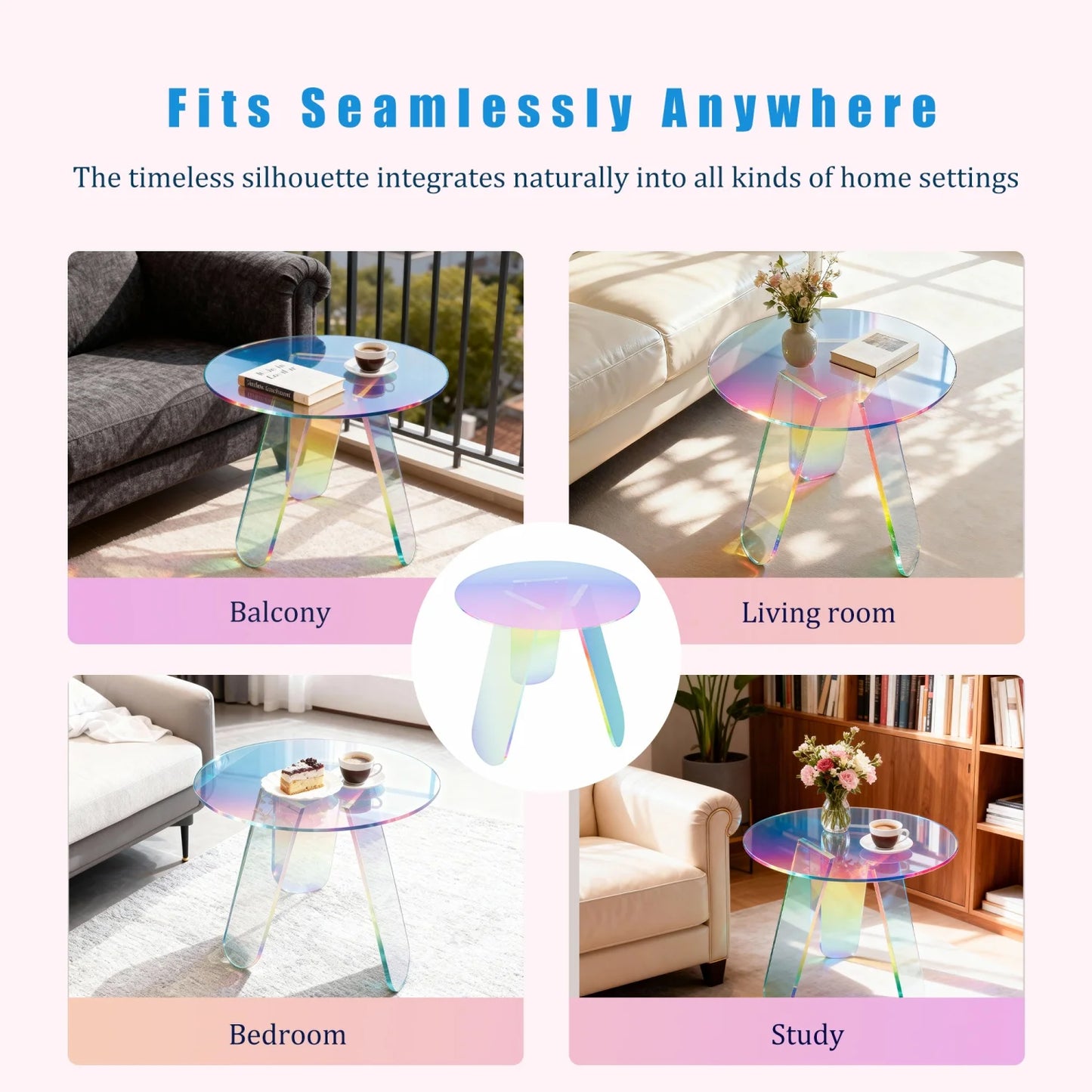 Round Acrylic Side End Table for Living Room