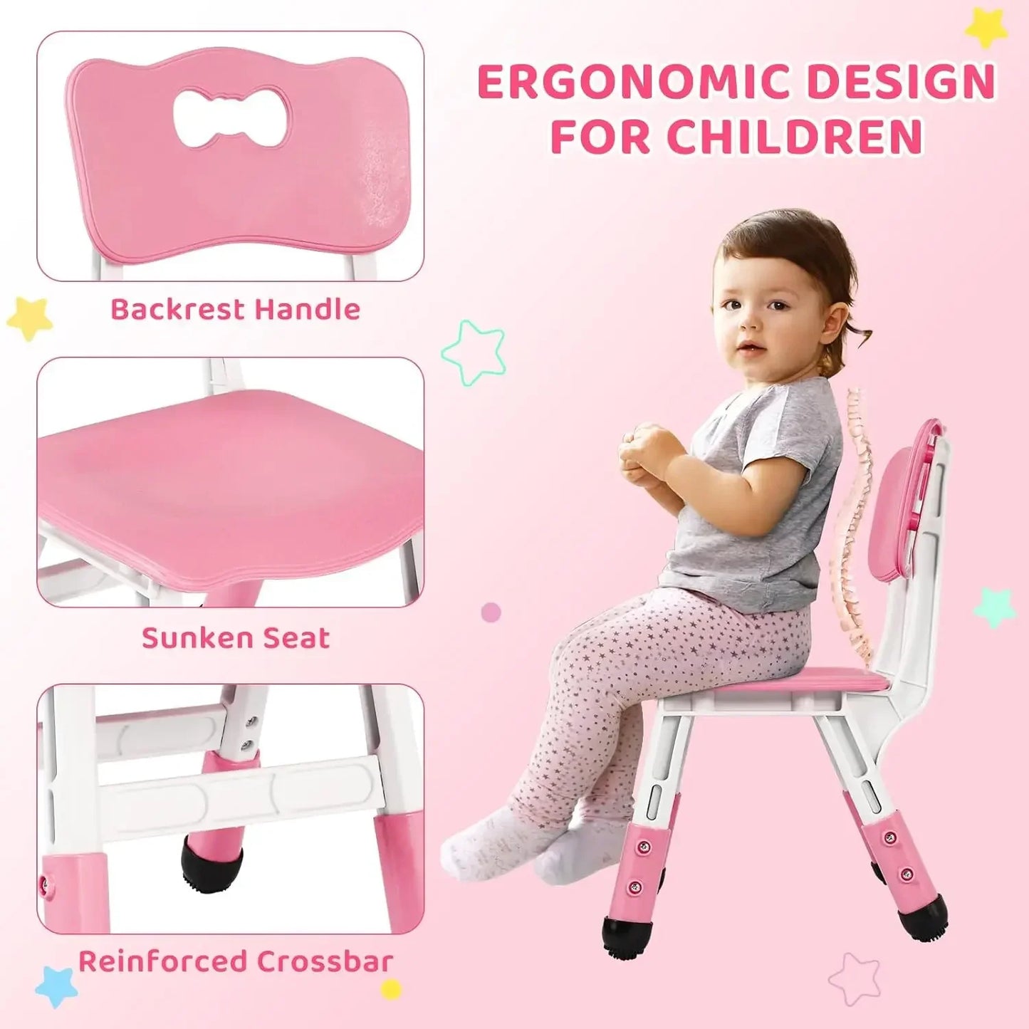 Height Adjustable Kids Table 4 Chairs Set Graffiti Desktop