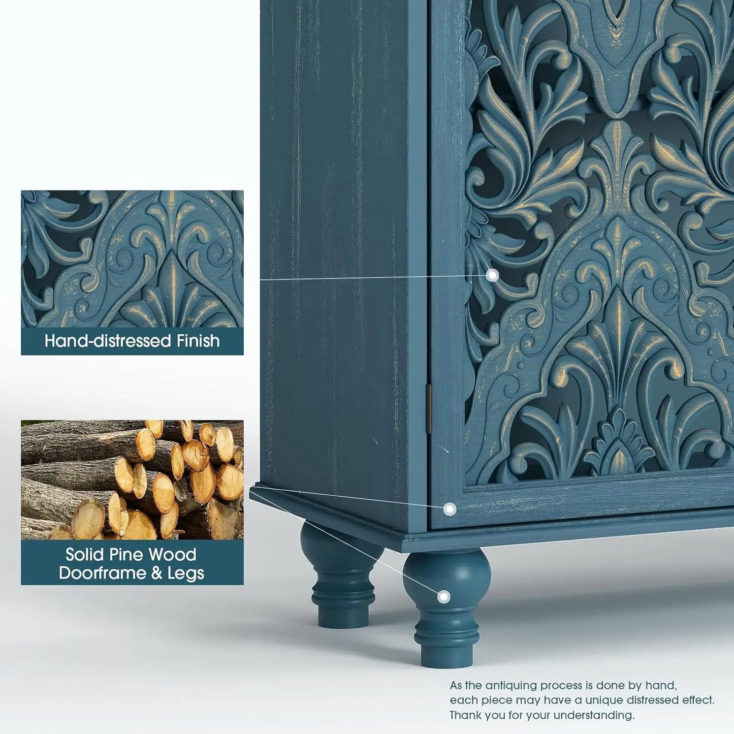 Accent Cabinet With Mandala Carved Doors Engineered Wood Storage