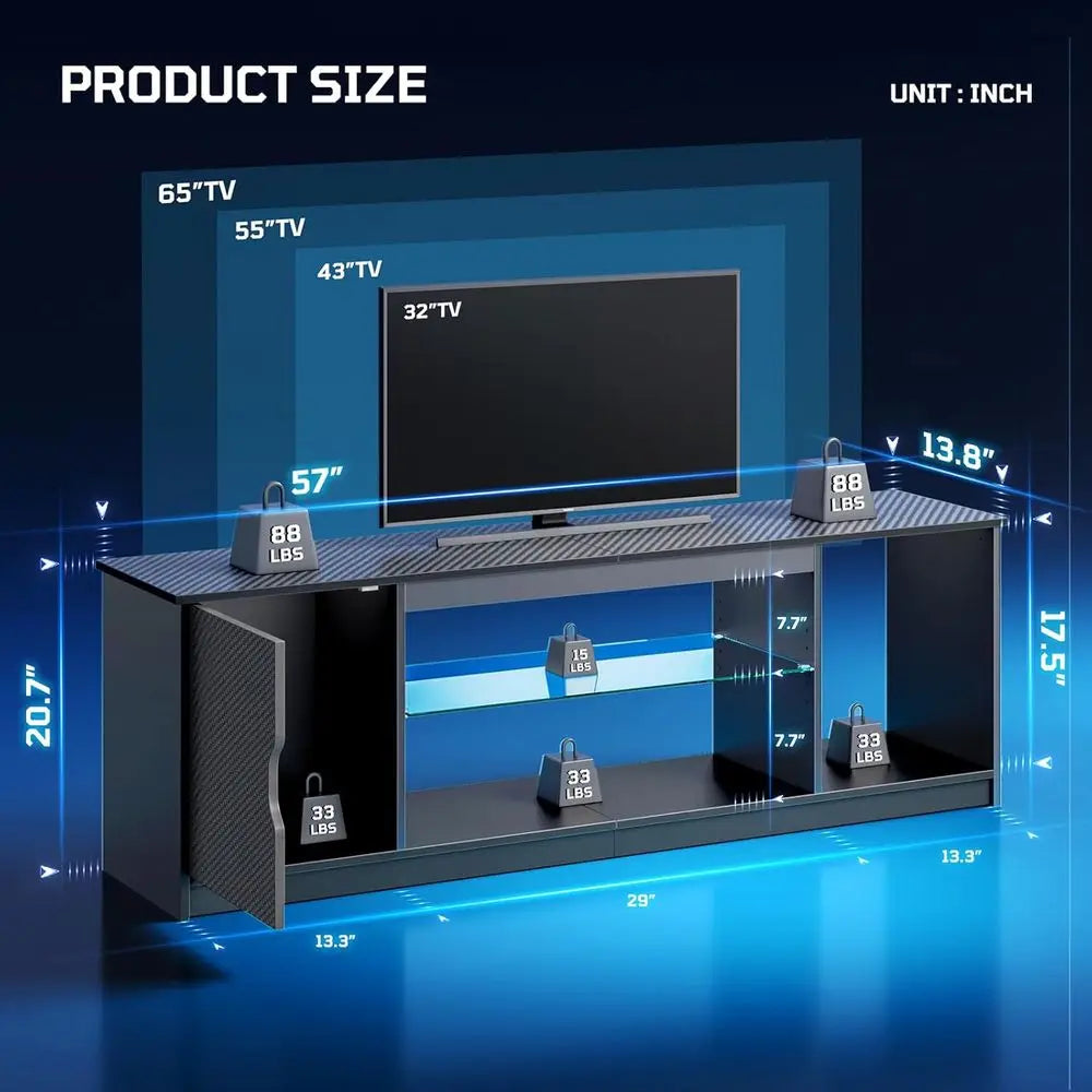 Modern Gaming TV Stand Entertainment Center With RGB Lighting