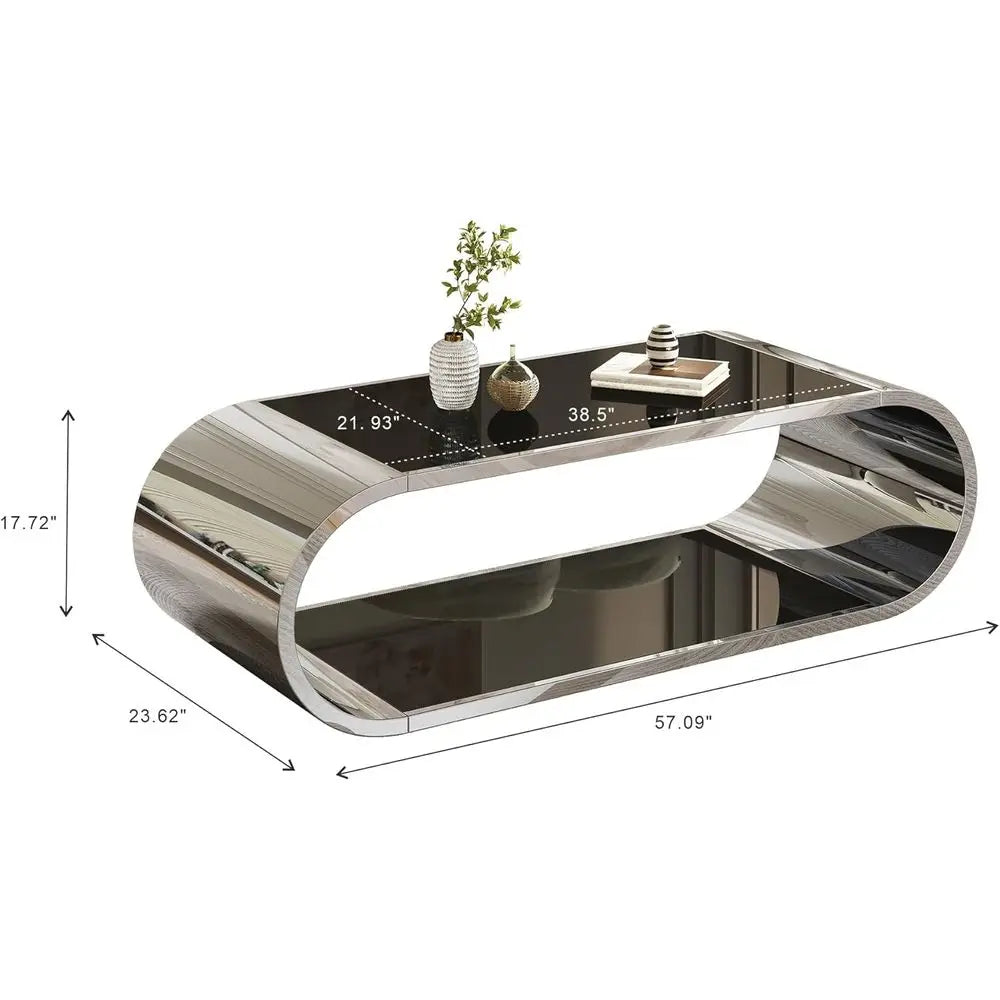 Glass Coffee Table With Stainless Steel Chrome Base
