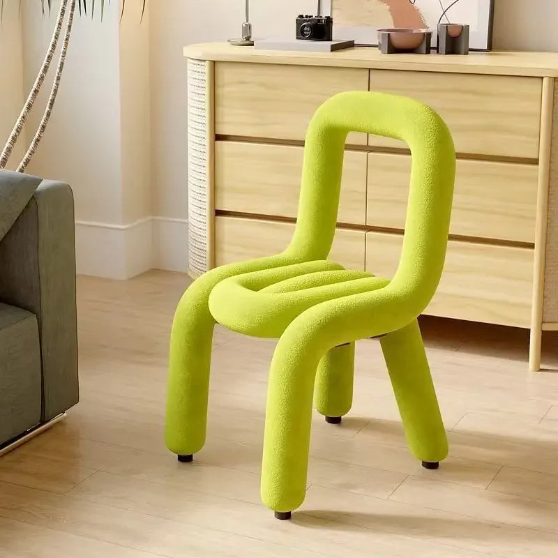 Plush Irregular Velvet Makeup Chair For Girls Bedroom