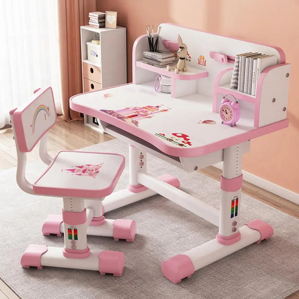 Kids Functional Desk And Chair Set With Writing Board