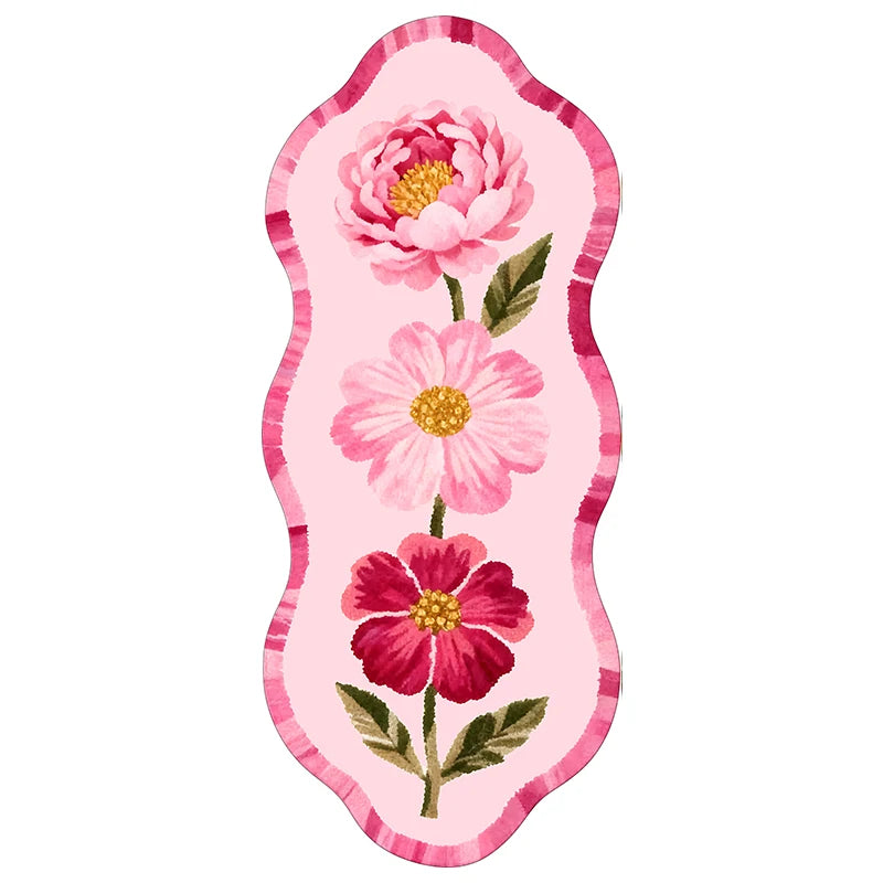 Facaishu Soft Fluffy Bedroom Floor Mat Flower Design Rug