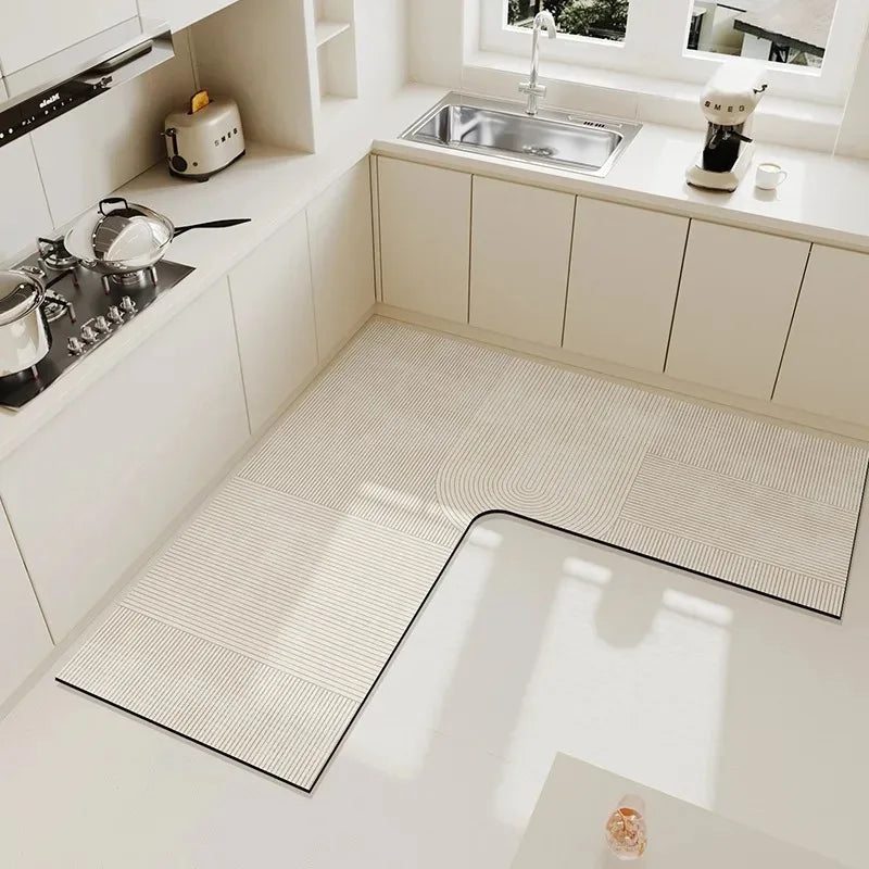 Luxurious L Shaped PVC Kitchen Carpet Non Slip Mat