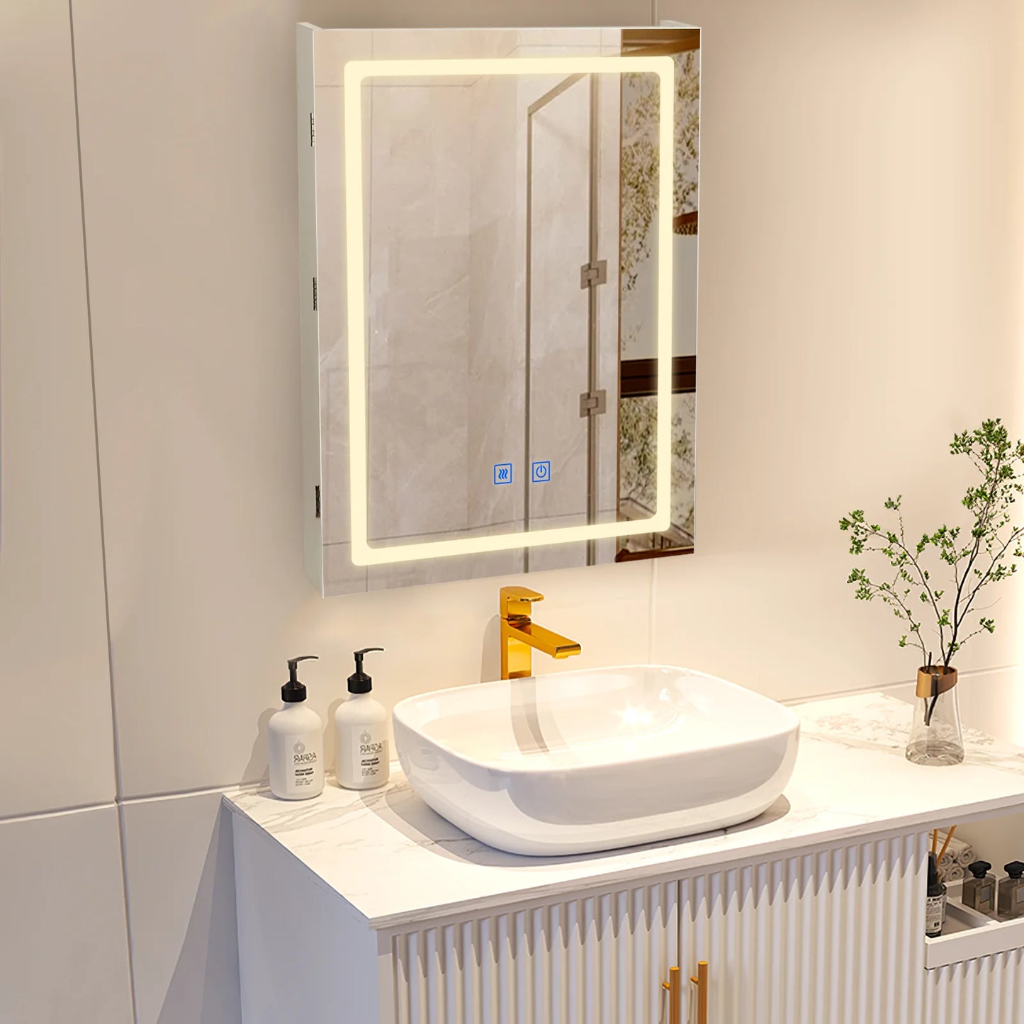 VOWNER LED Bathroom Medicine Cabinet Mirror Defogger