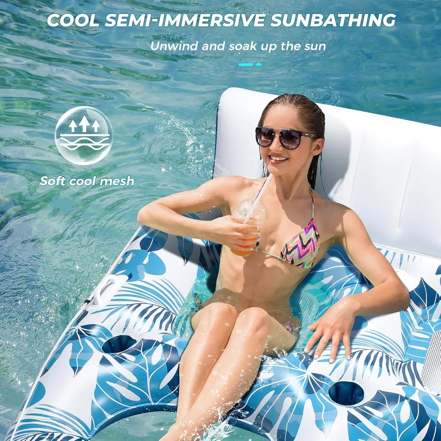 Pool Floats Inflatable Lounger One To Three With Backrest