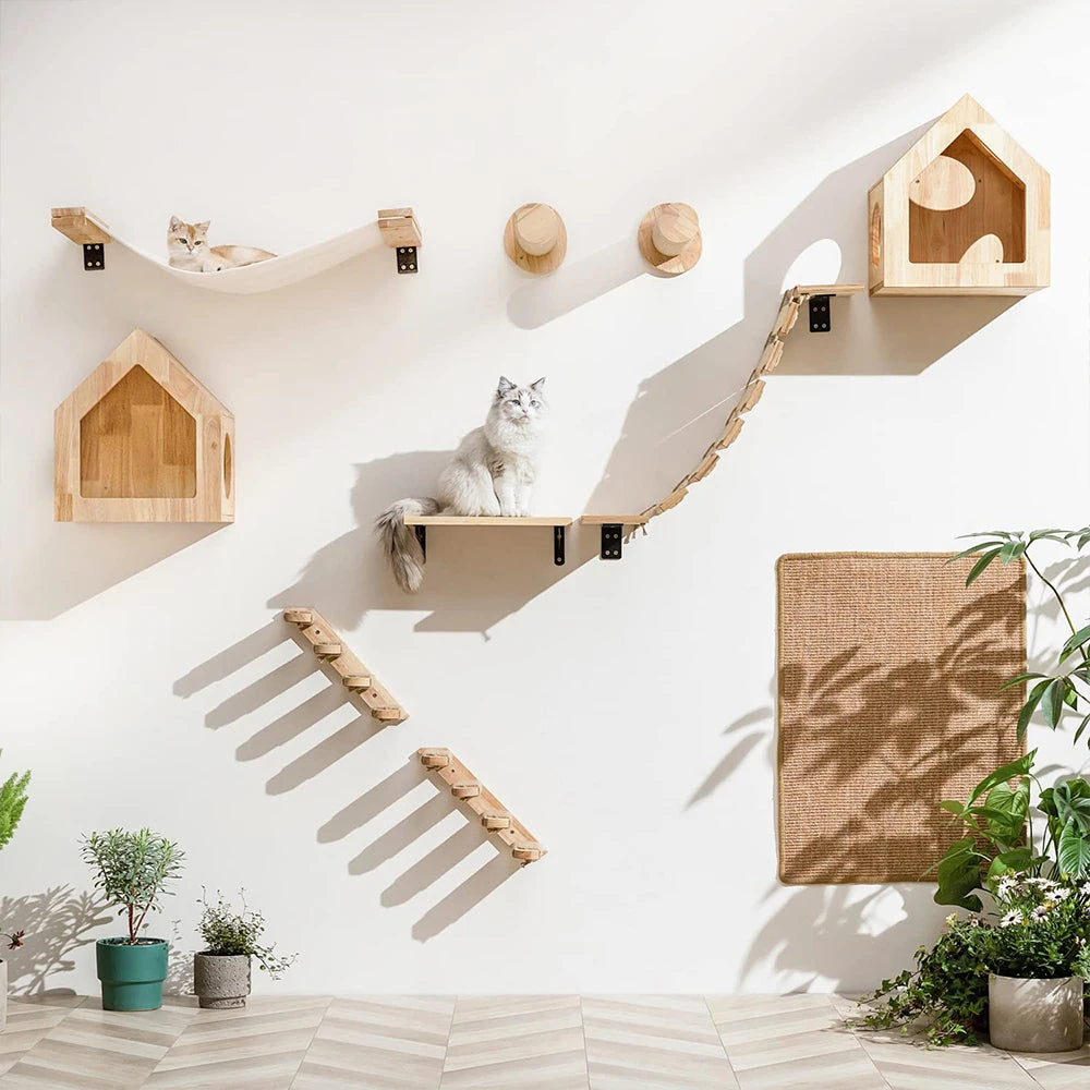PETRAVELCN Cat Climbing Shelf Wall Mounted Scratching Post