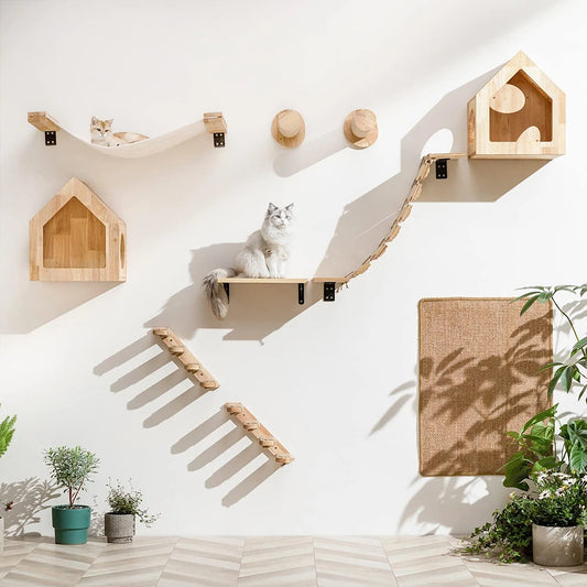 PETRAVELCN Cat Climbing Shelf Wall Mounted Scratching Post