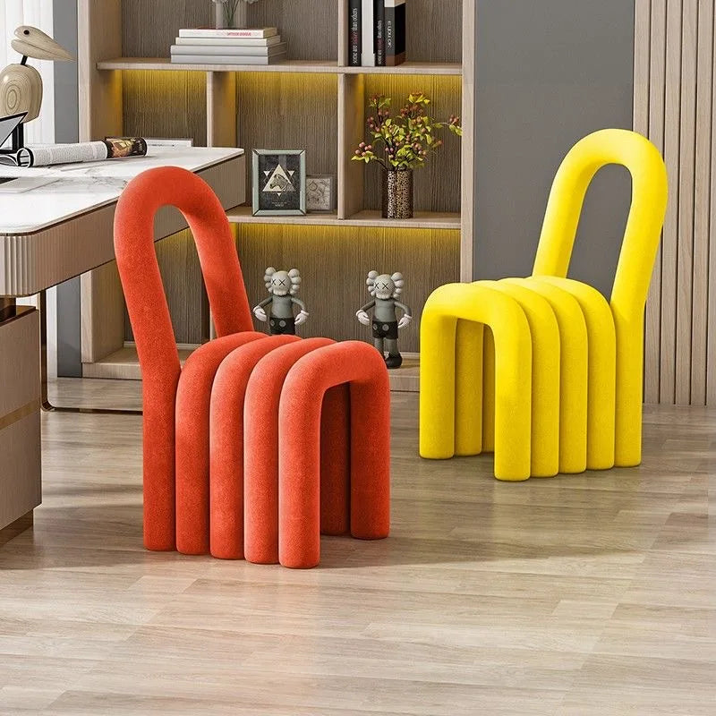 Plush Irregular Velvet Makeup Chair For Girls Bedroom