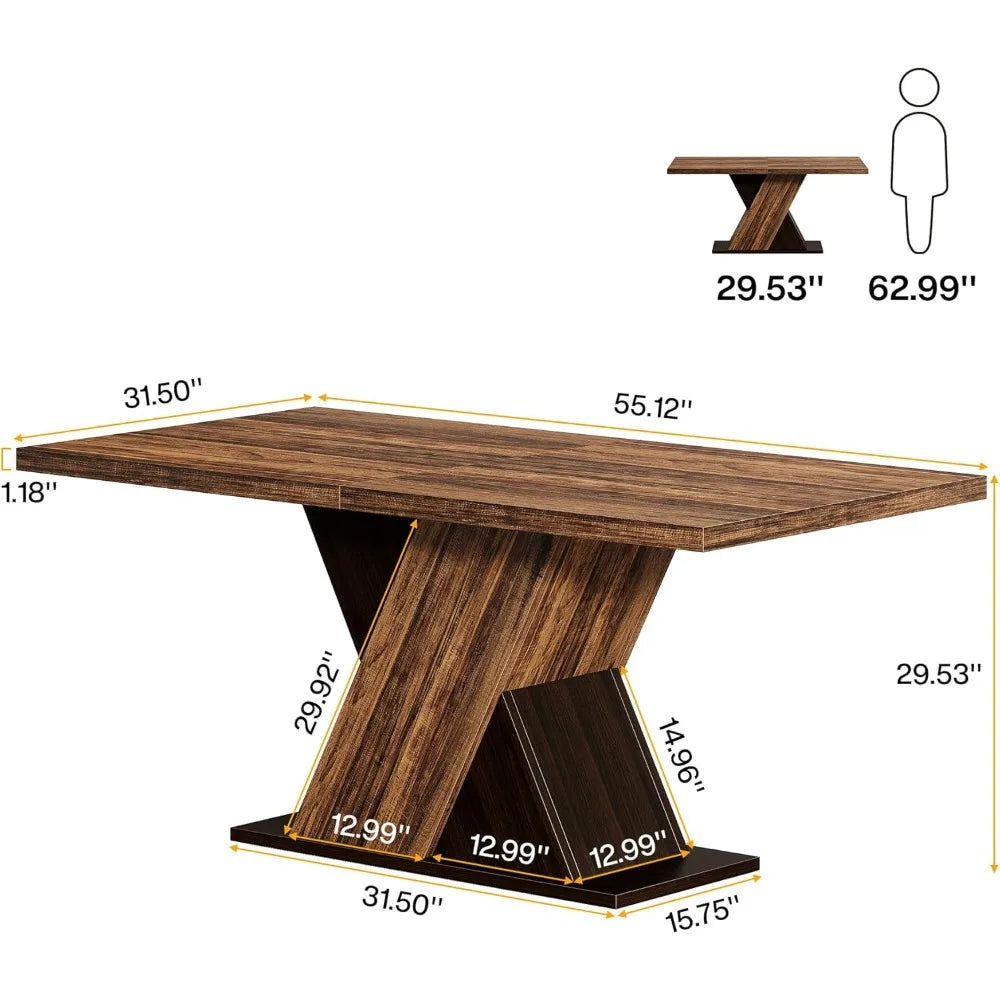 Ticify Farmhouse Rectangular Rustic Wooden Dining Table