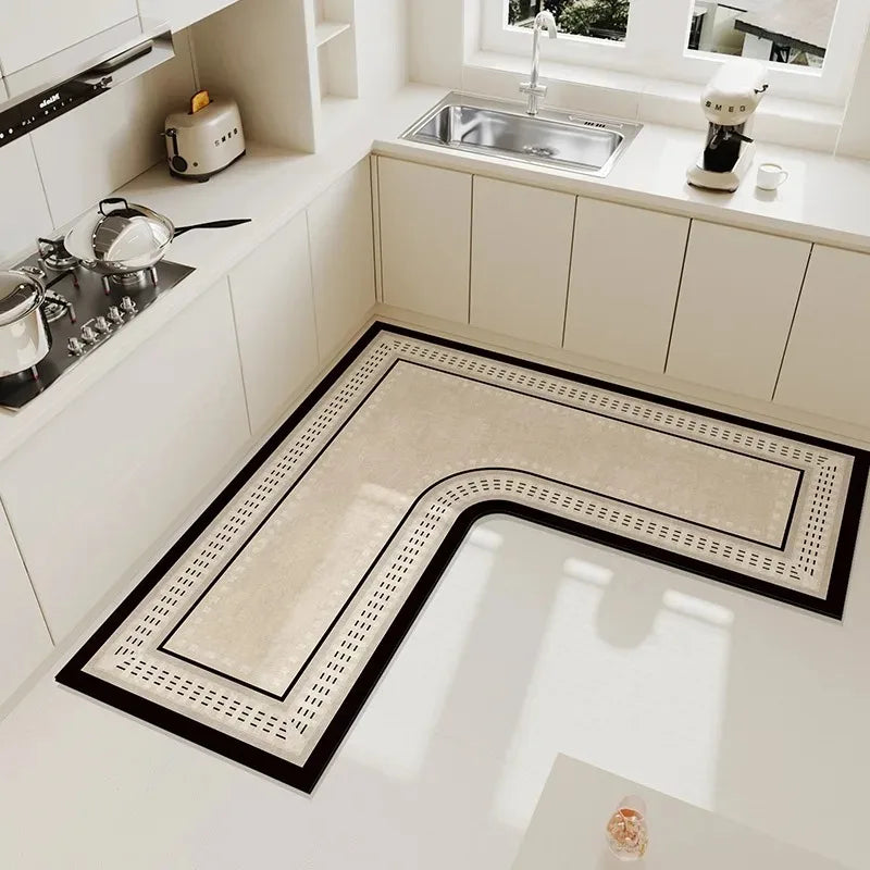 Luxurious L Shaped PVC Kitchen Carpet Non Slip Mat