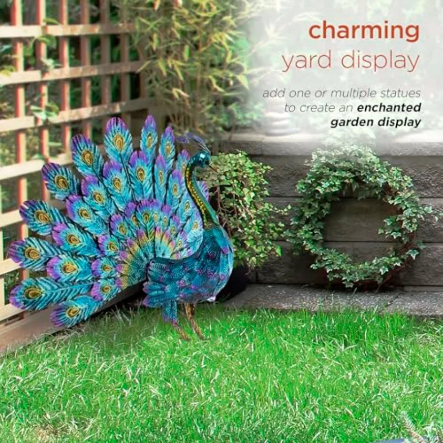 Outdoor Peacock Yard Statue Garden Sculpture Decor