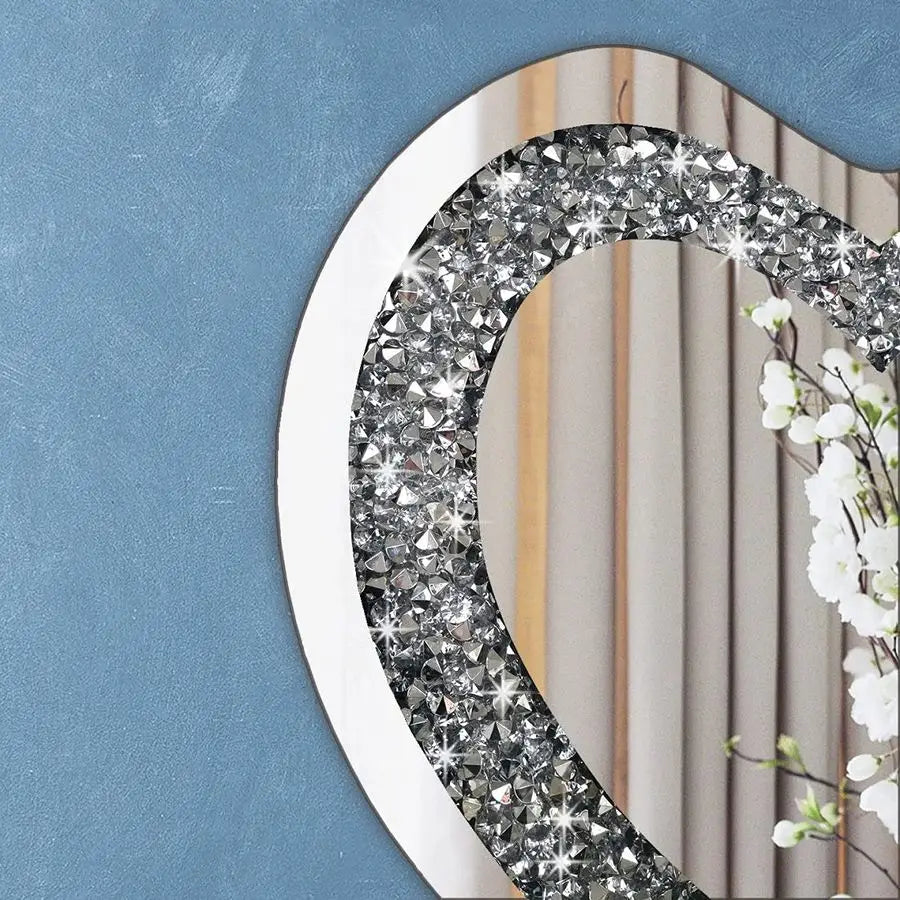Crystal Crush Diamond Heart Shaped Mirror Wall Decor