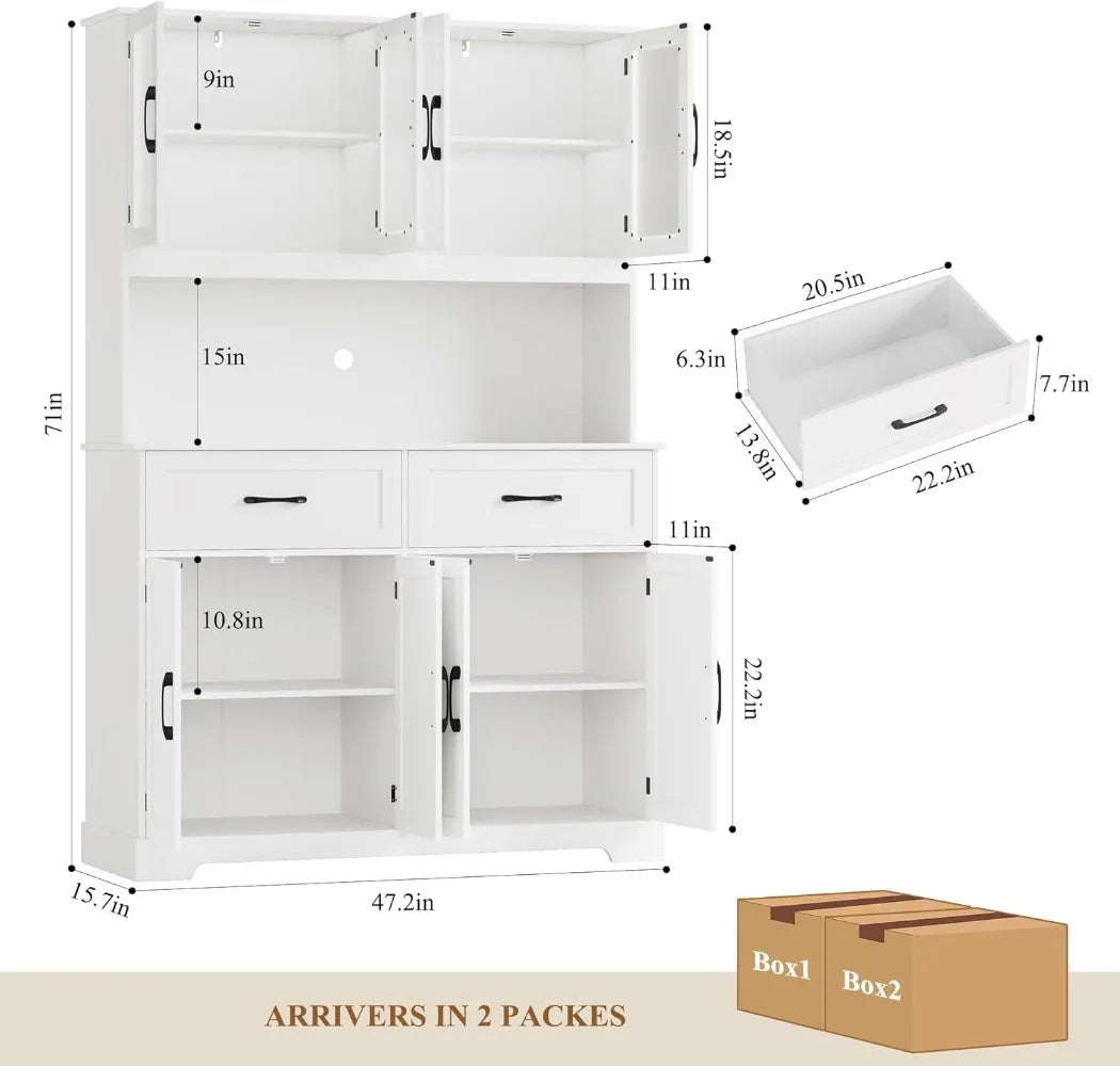 Charge Kitchen Pantry Storage Cabinet With Microwave Hutch