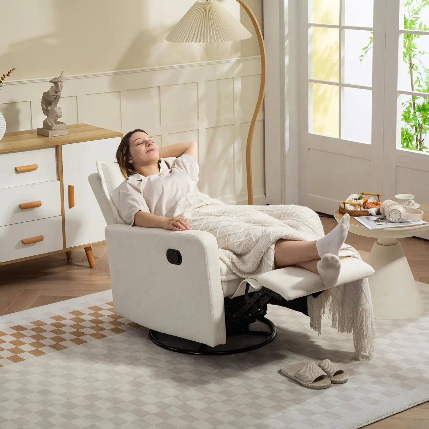 XIUWO 360 Degree Swivel Glider Chair High Back Recliner