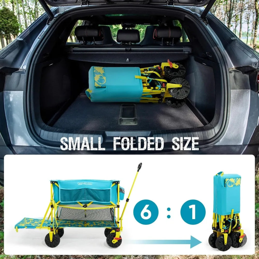 Folding Beach Wagon With Brakes 450 Lbs Heavy Duty