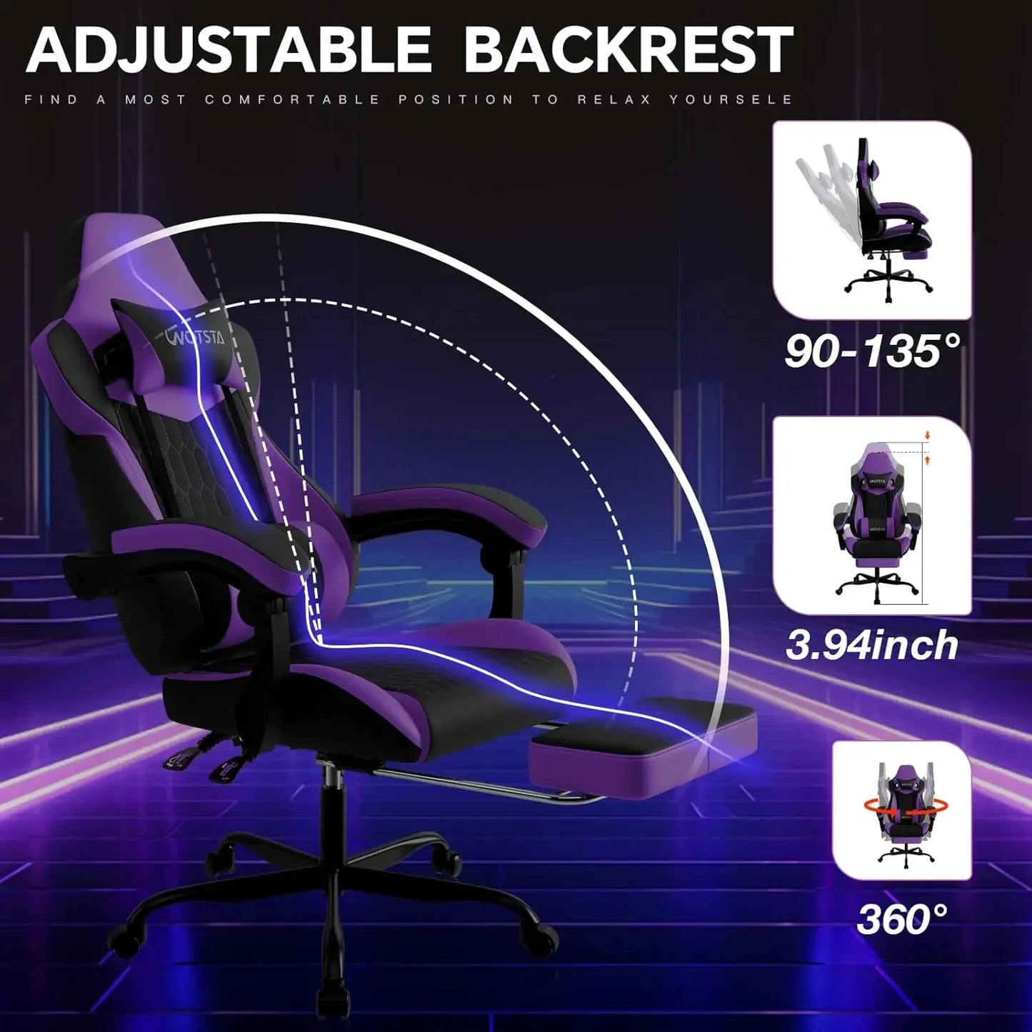 Ergonomic Gaming Chair With Footrest And Lumbar Support