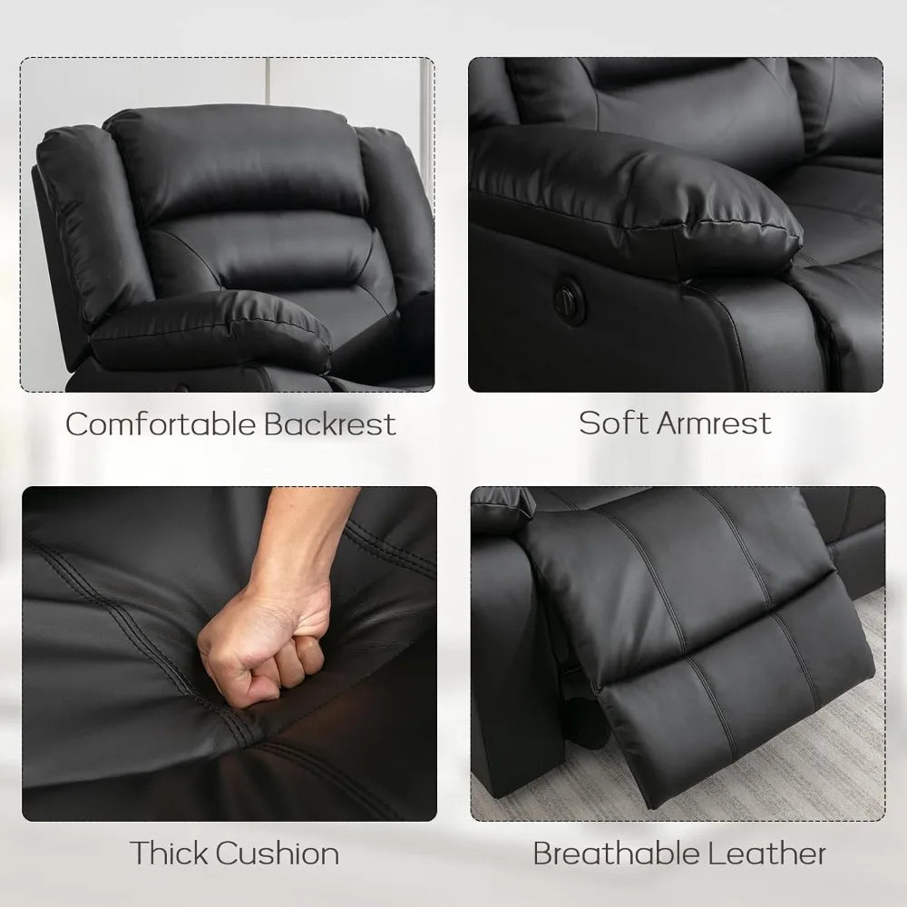 Electric Reclining Sofa 3 Seat With Faux Leather Comfort