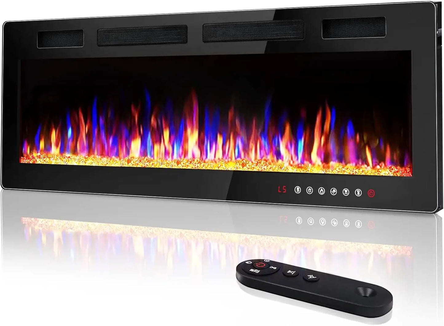 XMSJ Customizable Electric Fireplace In-Wall Recessed and Mounted AdvancedThermostatFeatures