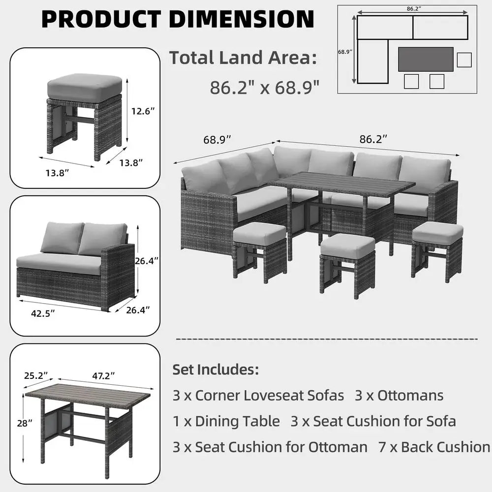 Outdoor All Weather Patio Furniture Set With Waterproof Cover