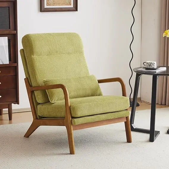 Mid Century Modern Accent Chair with Pillow Upholstered Lounge Armchair