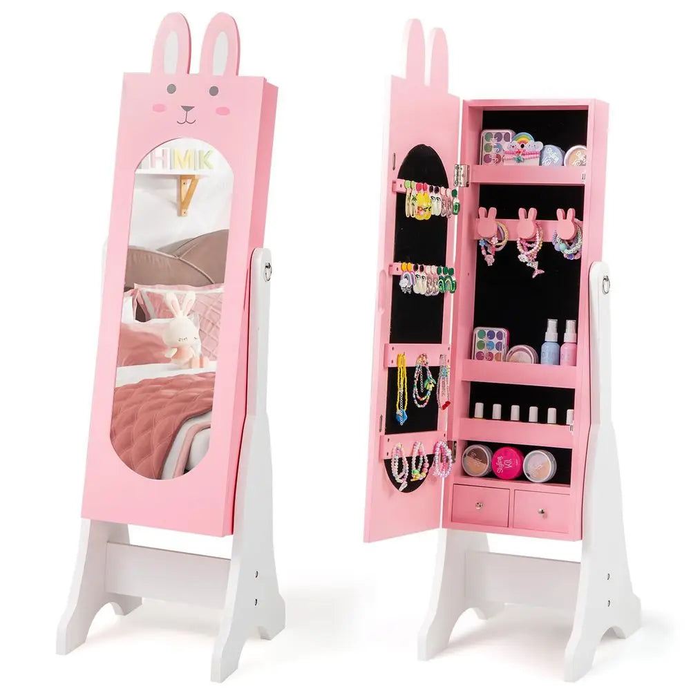 Kids Jewelry Armoire Cabinet With Full Length Mirror Storage