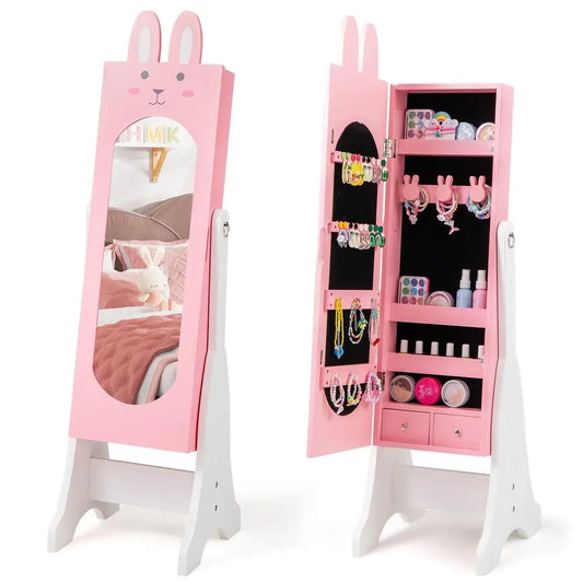 Kids Jewelry Armoire Cabinet With Full Length Mirror Storage