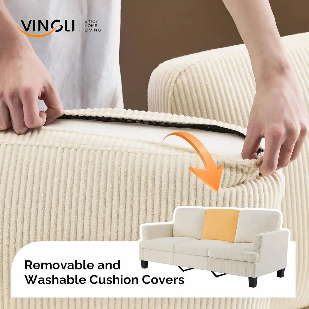 Premium Corduroy Three Seater Couch For Small Spaces