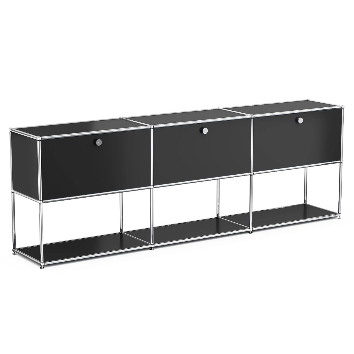 Modern Modular Sideboard Storage Cabinet Chrome Metal Frame Unit