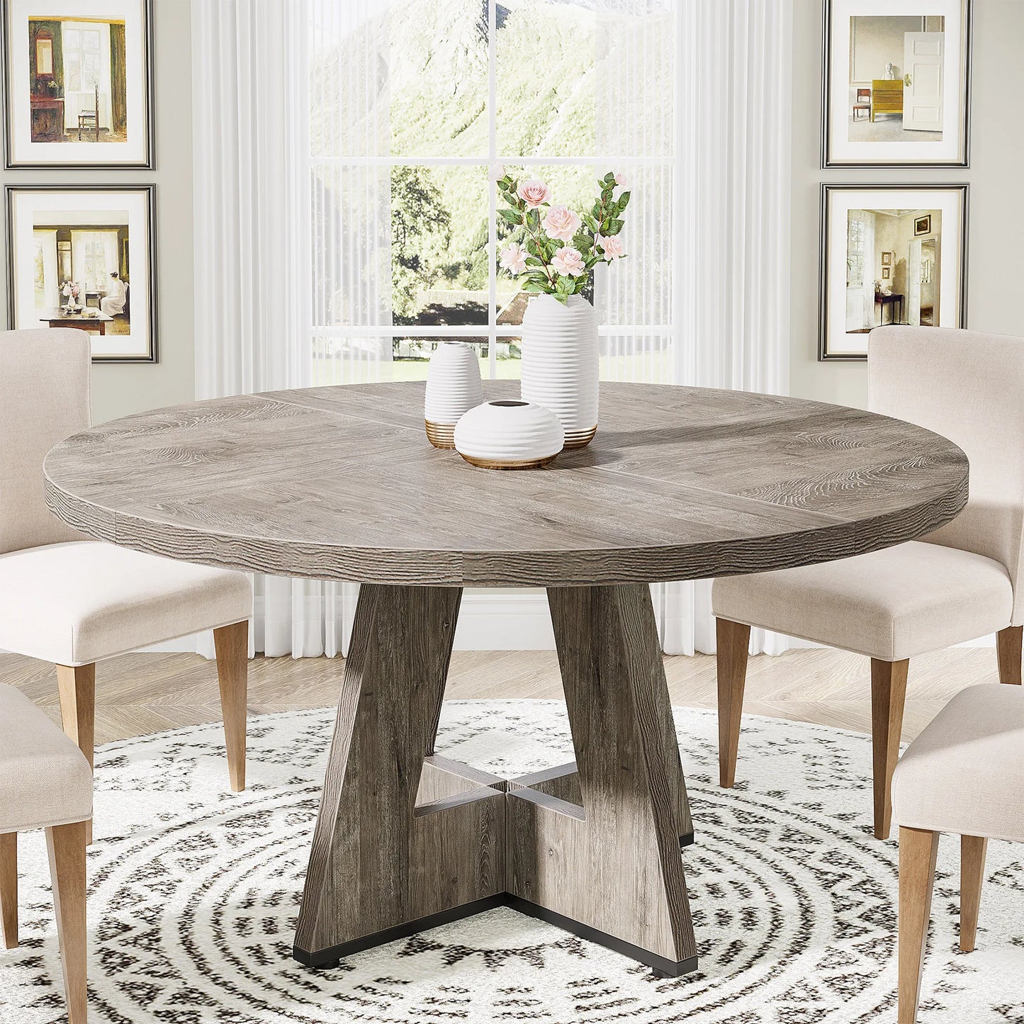 Tribesigns Round Dining Table For 4 Kitchen Dining Room