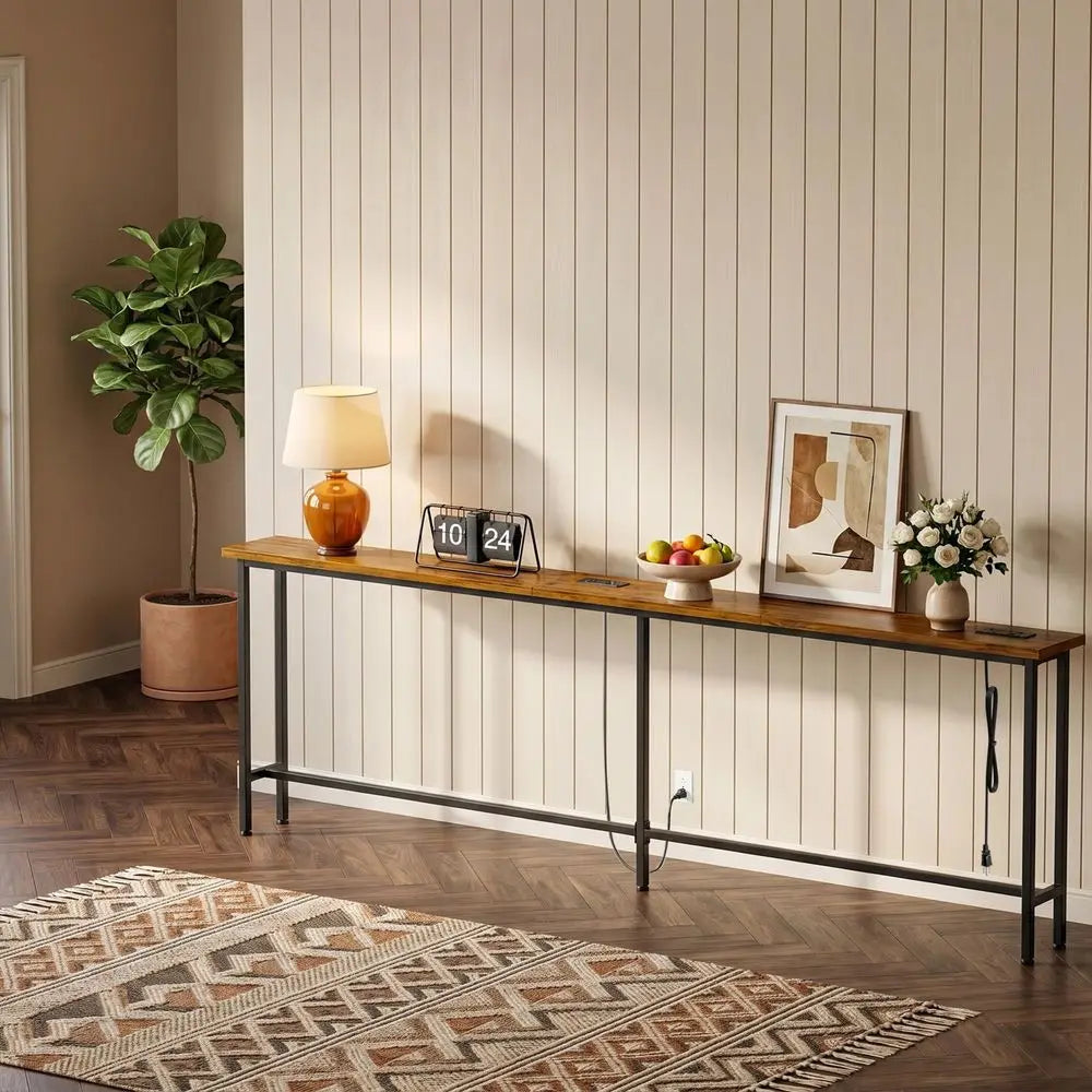 Narrow Console Table With Builtin Charging Stations