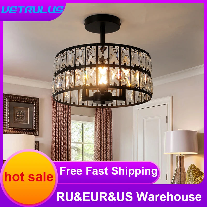 Vetrulus Crystal LED Pendant Chandelier for Modern Home Lighting