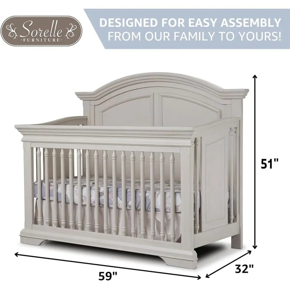 Arched High Crib 4in1 Convertible Wooden Bed For Baby