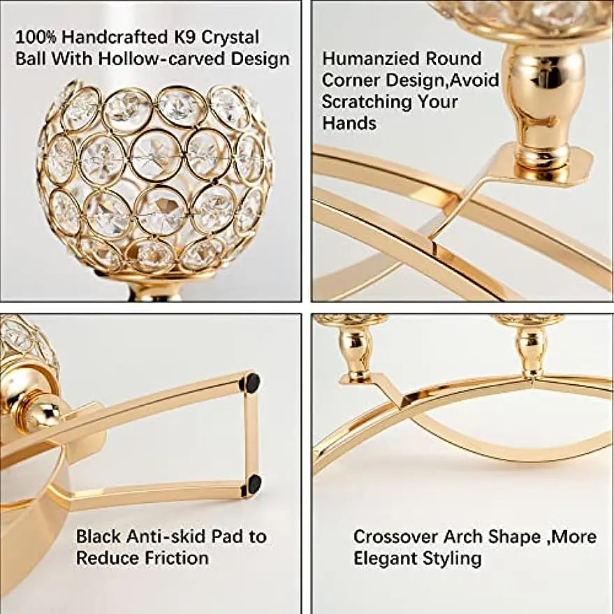 VINCIGANT Gold 3-Arm Tealight Candle Holders Candelabra Stand