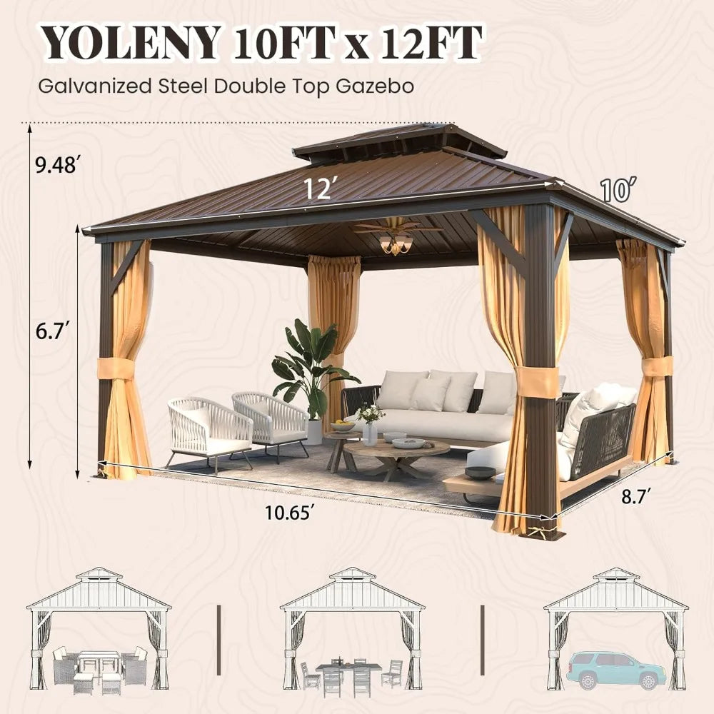 Frame Aluminum Gazebo With Galvanized Steel Hardtop Roof