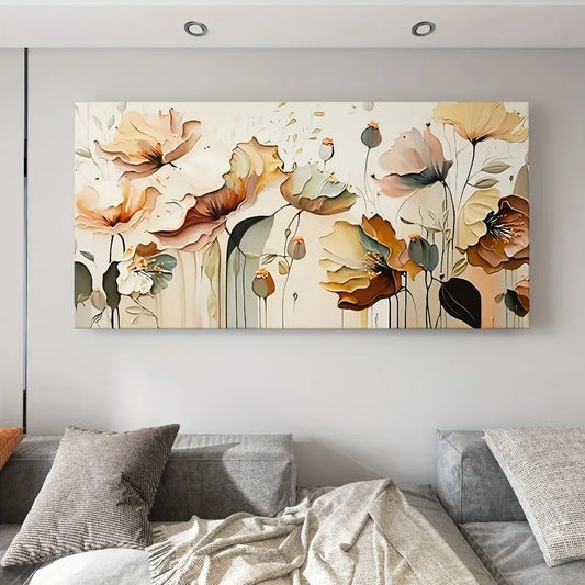 Abstract Floral Canvas Art with Thick Pine Frame for Room Decoration