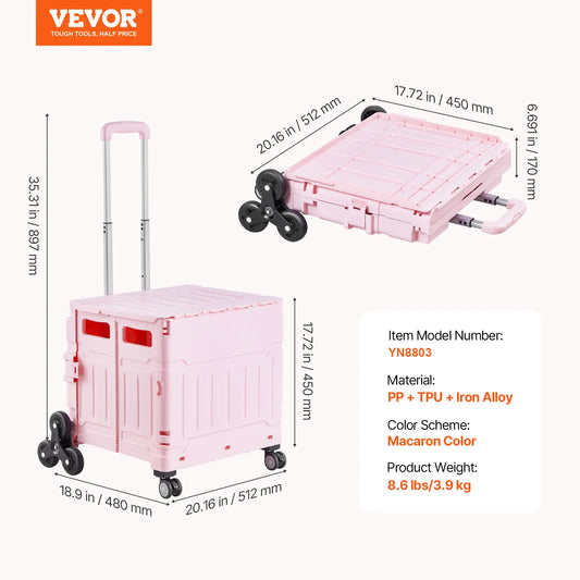 SucceBuy Stair Climbing Cart With Wheels Foldable Utility